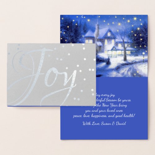 Joy Snowy Village Luxury Foil Card