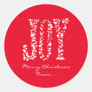 JOY Sparkle Lights Christmas Holiday Favor Sticker