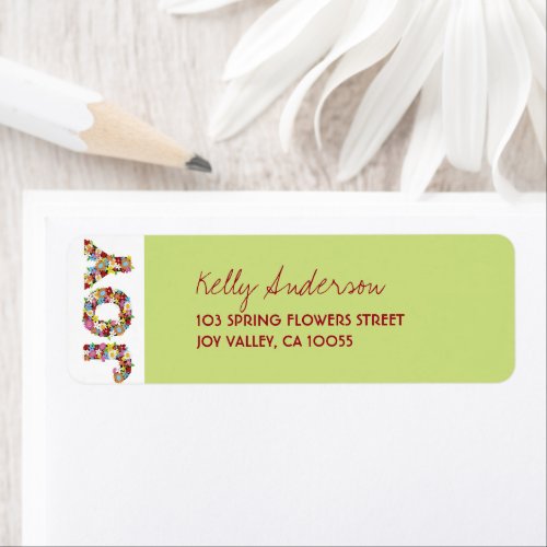 JOY Spring Flowers Girl Baby Shower Return Address Label