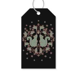 Joy Squirrels with Flowers Animal Art Gift Tag