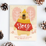 Joy | Sweet Cute Bear Winter Christmas Holiday<br><div class="desc">Send holiday joy with this adorable postcard featuring a cute bear in a red sweater and yellow hat surrounded by soft snow and winter trees. The word Joy adds a cheerful touch to this whimsical woodland design. Perfect for families, kids, friends, or anyone who loves cozy and playful Christmas themes....</div>