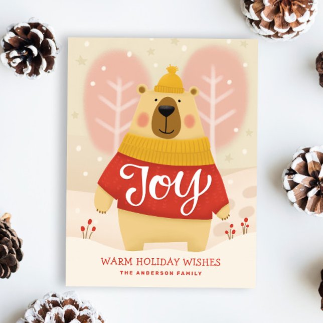 Joy | Sweet Cute Bear Winter Christmas Holiday  Postcard (Creator Uploaded)