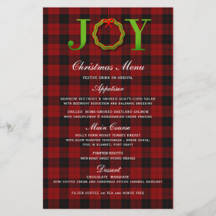 JOY TARTAN CHRISTMAS WREATH CHRISTMAS MENU