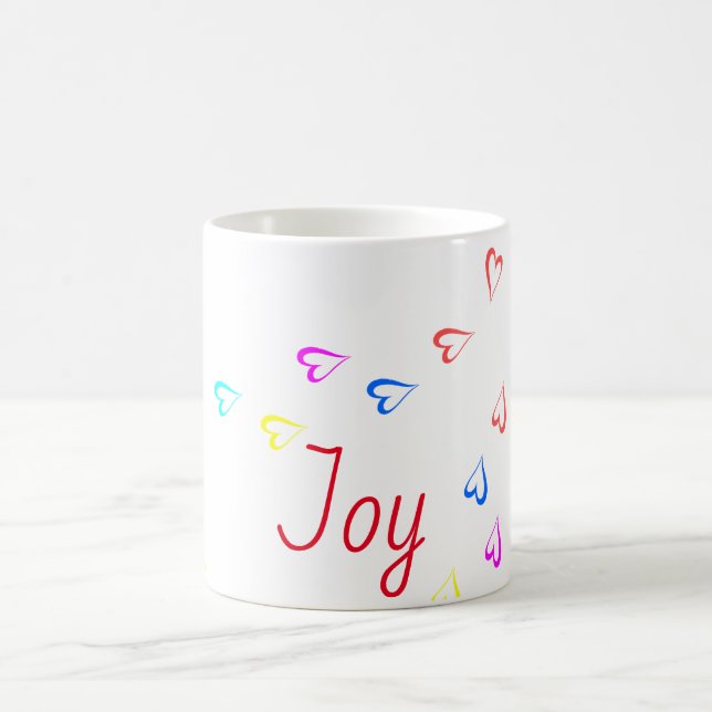 Joy text colorful hearts  coffee mug (Center)