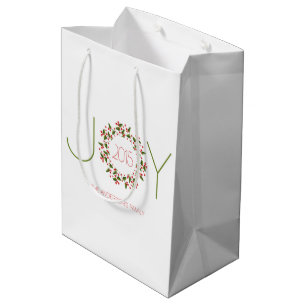 Joy Text Design With Christmas Wreath Medium Gift Bag