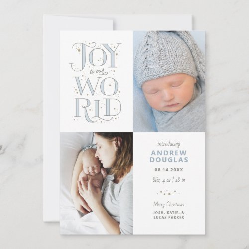 Joy to Our World Hand Lettered Birth Announcement