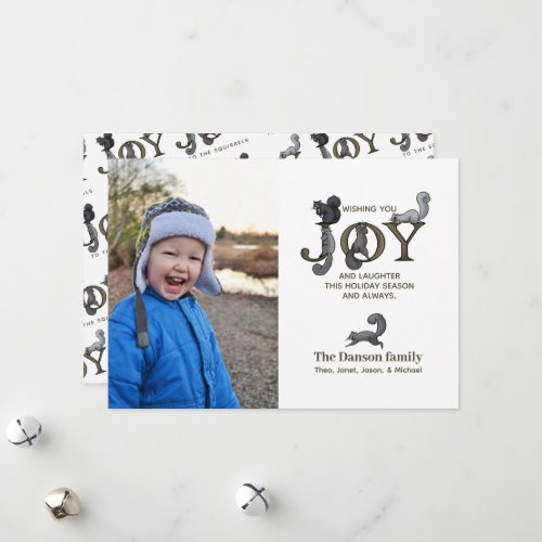 Joy to the Squirrels Photo Christmas Holiday Card