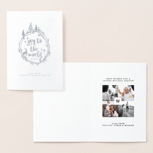 Joy To The Word  Holiday Multiple Family Photo Foil Card