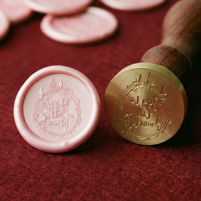 Joy To The Word Pine Trees & Reindeer Wreath Wax Seal Stamp (Joy To The Word Pine Trees & Reindeer Wreath Wax Seal Stamp)