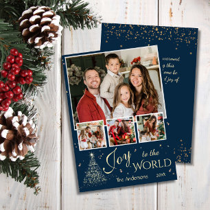 Joy to the world 4 photo collage cute Christmas Holiday Card