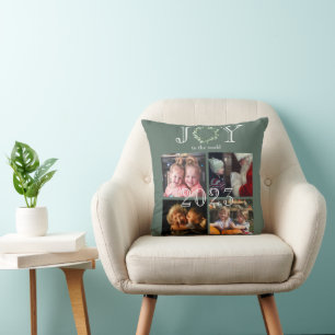 Joy to the World 4 Photo Personalized Throw Pillow