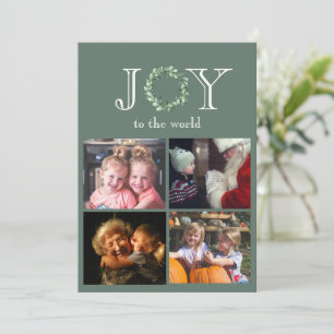 Joy to the World 4 Photos Personalized Holiday Card