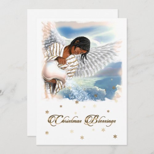 Joy to the World African American Angel  Holiday Card