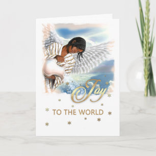 Joy to the World. African American Angel Holiday Card