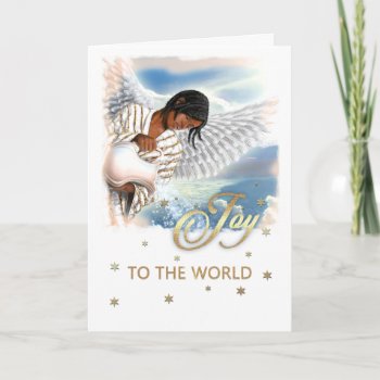 Joy To The World. African American Angel Holiday Card by marazdesign at Zazzle