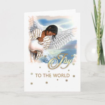Joy To The World. African American Angel Holiday Card