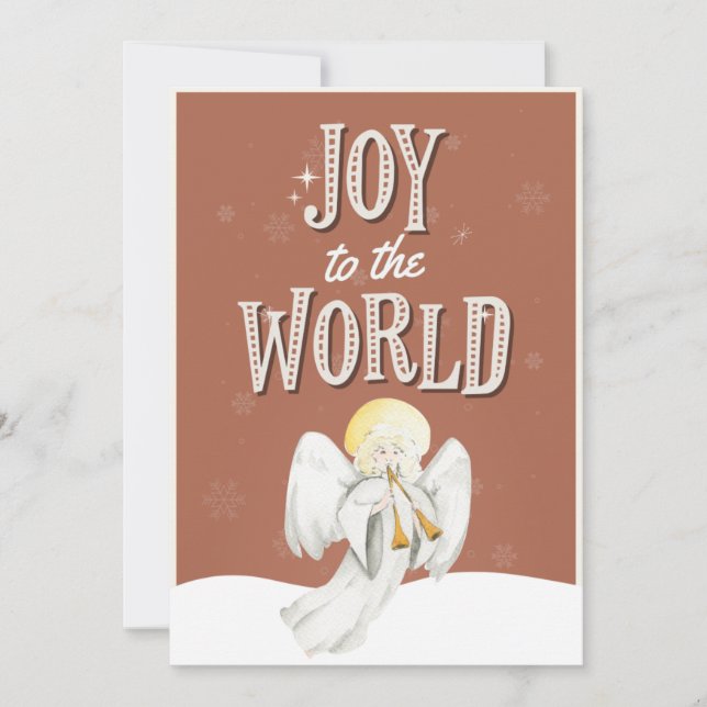 Joy to the World Angel Christmas Photo Invitation (Front)