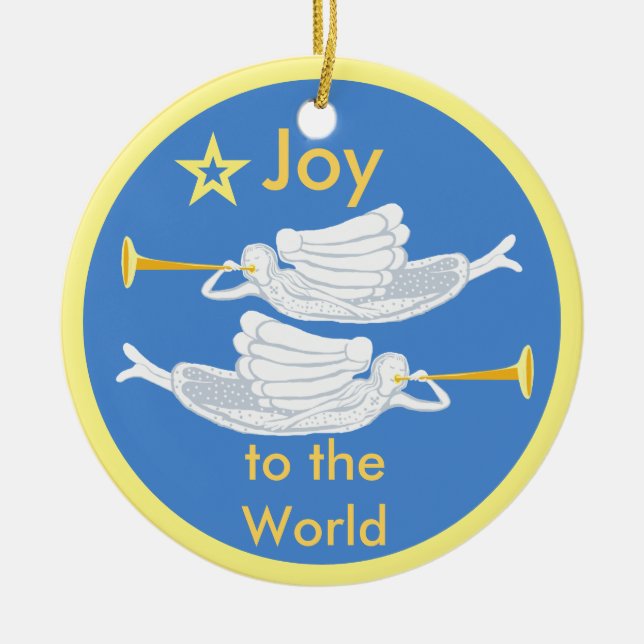Joy to the World angels and Jesus Ceramic Ornament (Front)