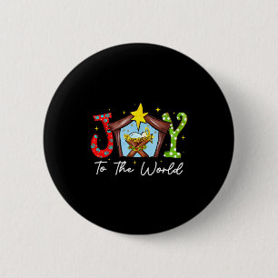 Joy To The World Baby Jesus Christmas Nativity Sce Button