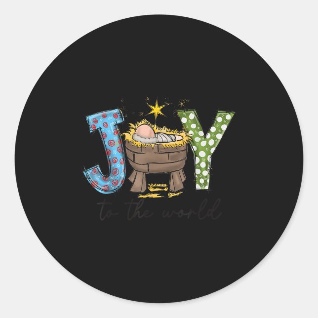 Joy To The World Baby Jesus Christmas Nativity Sce Classic Round Sticker (Front)