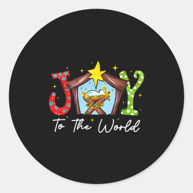 Joy To The World Baby Jesus Christmas Nativity Sce Classic Round Sticker (Front)