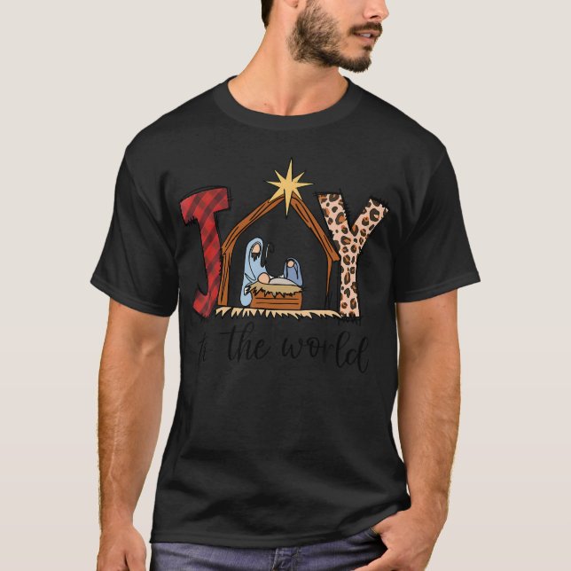 Joy To The World Baby Jesus In The Manger Christma T-Shirt (Front)