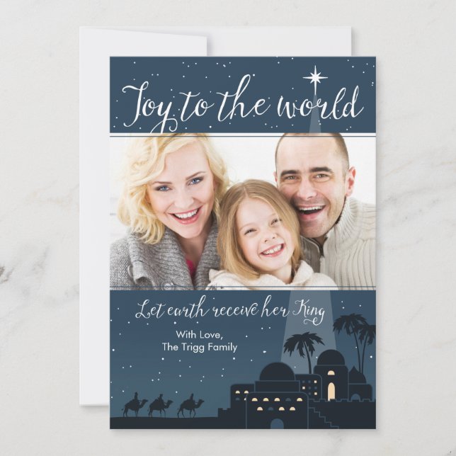 Joy to the World Bethlehem Christmas Photo Card (Front)