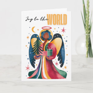 Joy to the World Black Christmas Card