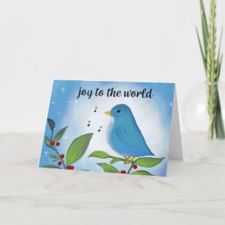 Joy to the World Bluebird Holiday Card