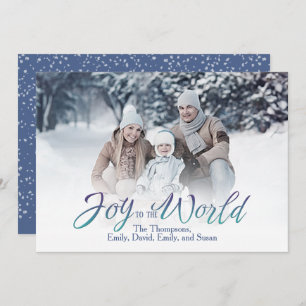 Joy to the World Calligraphy Christmas 1 Photo Holiday Card