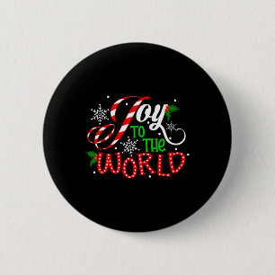 Joy To The World Candy Cane Christmas Pajamas Xmas Button