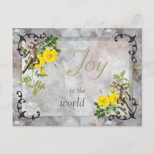 Joy to the world CC0860 Marble stone collage Holiday Postcard