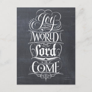 Joy to the World Chalkboard Lettering Christmas Holiday Postcard
