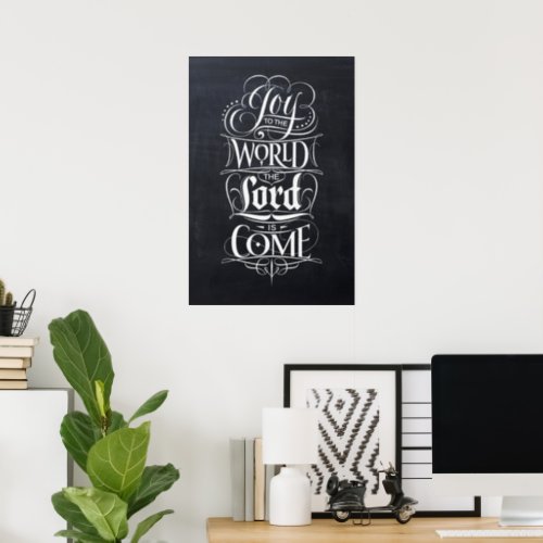 Joy to the World Christian Christmas Black Chalk Poster