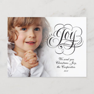 Joy to the World Christian Christmas Calligraphy Holiday Postcard