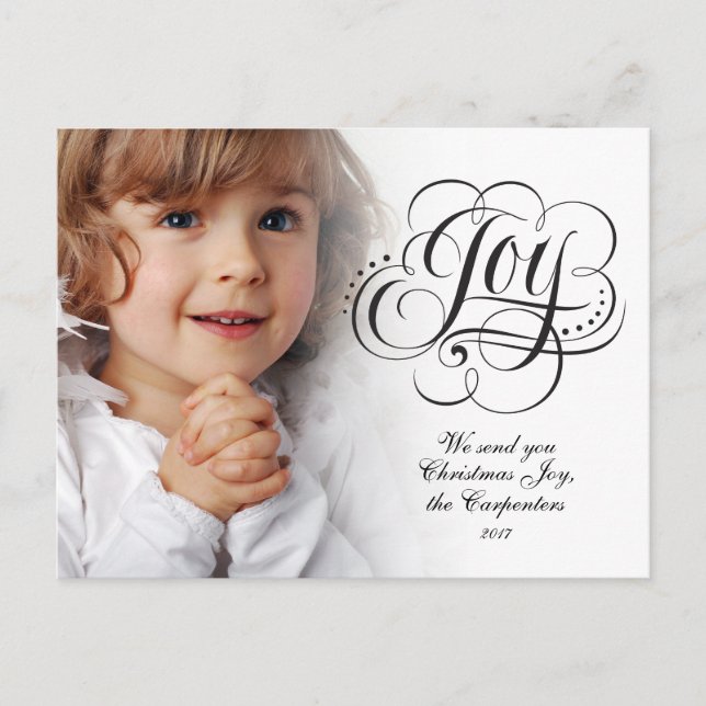 Joy to the World Christian Christmas Calligraphy Holiday Postcard (Front)