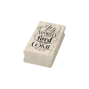 Joy to the World Christian Christmas Calligraphy Rubber Stamp