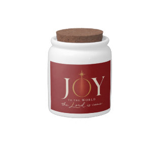 JOY TO THE WORLD Christian Christmas Candy Jar