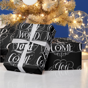 Joy to the World Christian Christmas Chalkboard Wrapping Paper