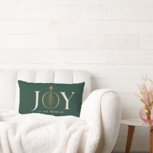 JOY TO THE WORLD Christian Christmas Lumbar Pillow