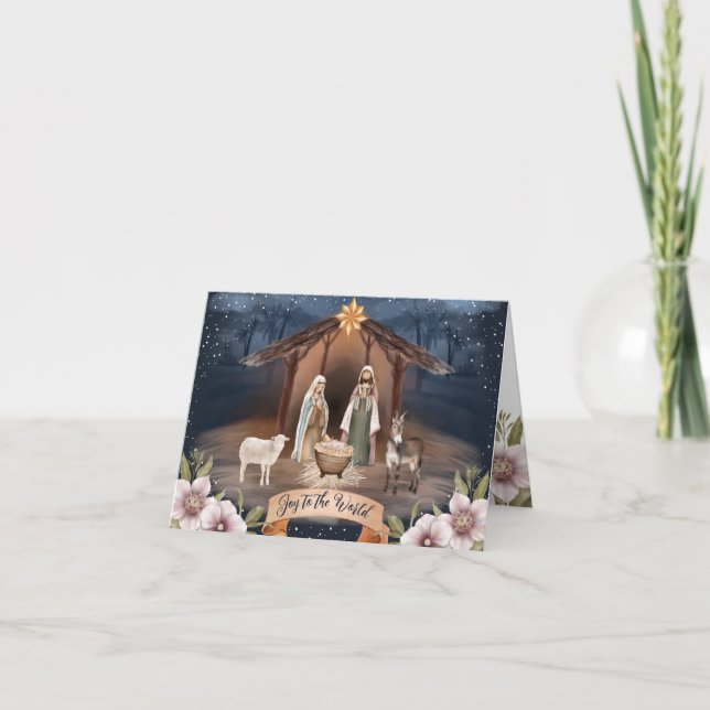 Joy To The World Christian Photo Christmas Holiday Card (Front)