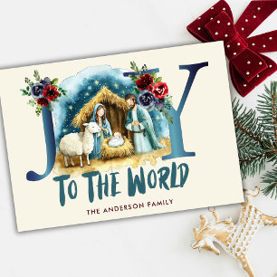 Joy To The World Christian Religious Christmas  Holiday Card