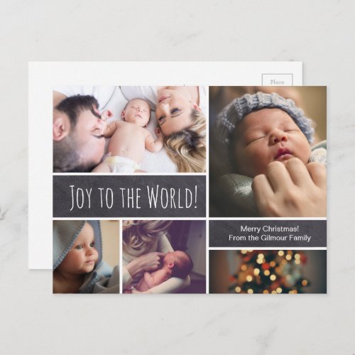 Joy to the world Christmas Baby birth announcement Postcard