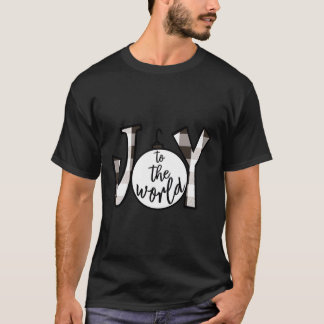 Joy To The World Christmas Black And White Buffalo T-Shirt