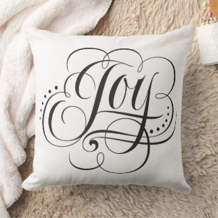 Joy to the World Christmas Calligraphy Lettering Throw Pillow