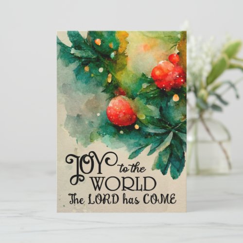 Joy to the World Christmas Carol Christian Flat Holiday Card