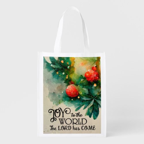 Joy to the World Christmas Carol Christian Holiday Grocery Bag