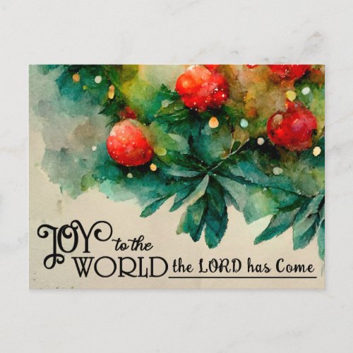 Joy to the World Christmas Carol Christian Holiday Postcard