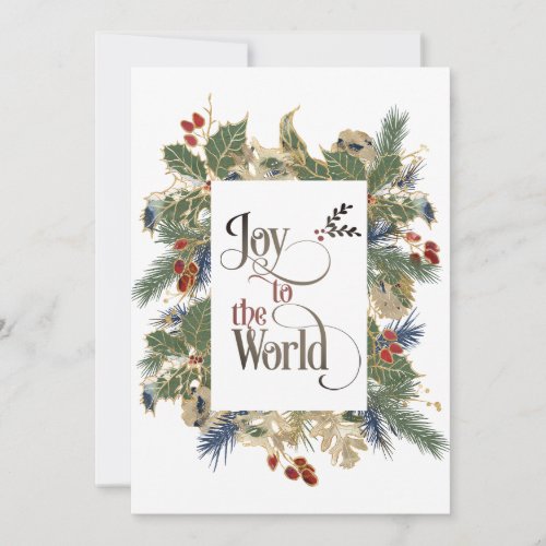 Joy to the World Christmas Carol Elegant Flat Holiday Card