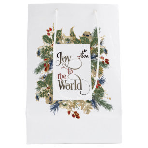 Joy to the World Christmas Carol Elegant Medium Gift Bag